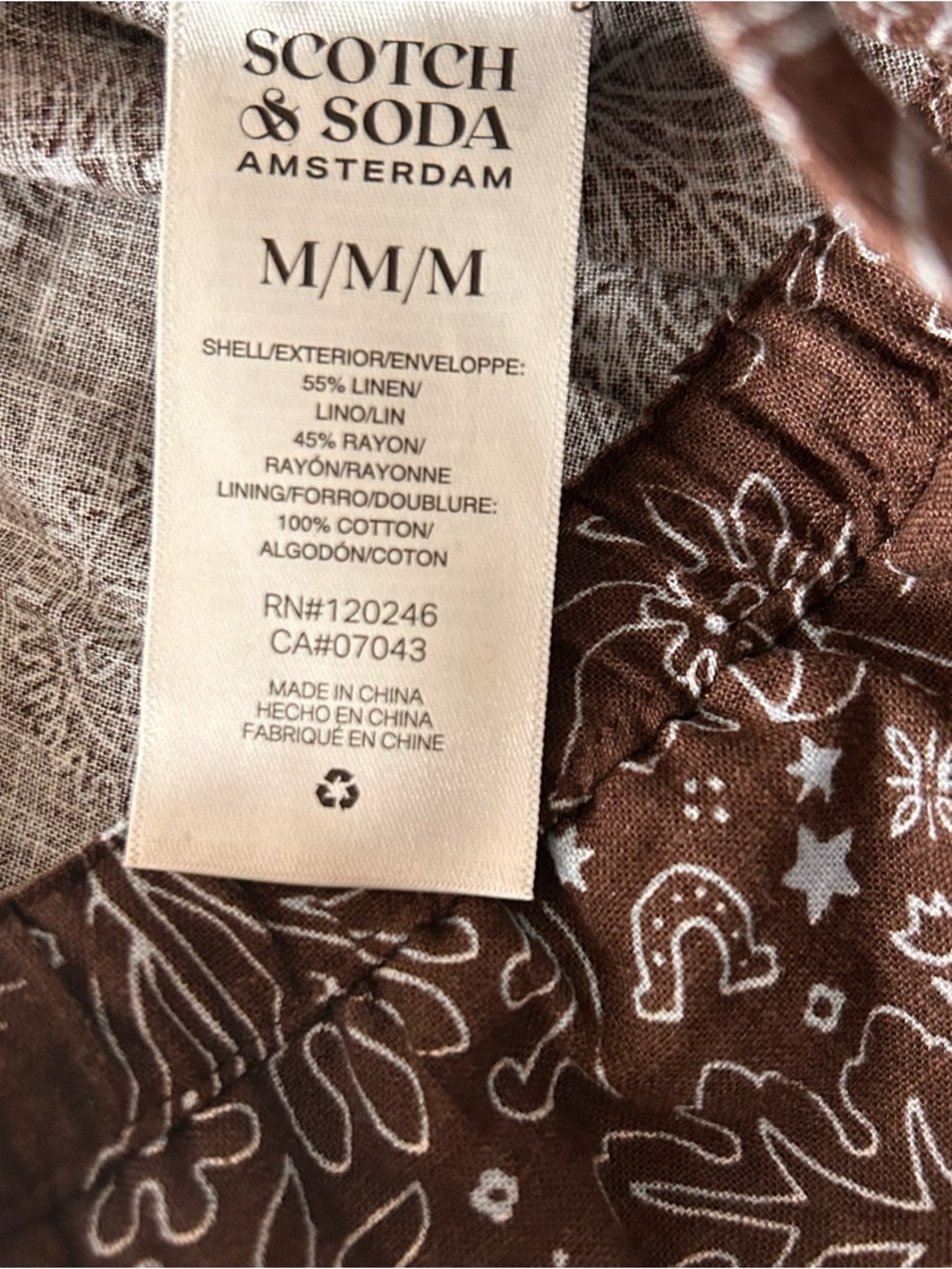 Scotch & Soda Linen Lounge Pants Pull On All over print brown Women’s Medium - Picture 6 of 8